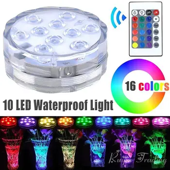 10 Led Dálkové ovládání RGB Ponorná Světla Baterie Provozována pod Vodou, Noční Lampa Venkovní Vázy, Mísy, Zahradní Party Dekorace