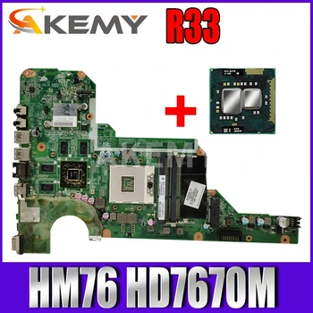 Akemy základní deska 680570-501 680570-001 Pro HP Pavilion G4 G4-2000 G6 G6-2000 G7 G7-2000 R33 DA0R33MB6F1 HM76 HD7670M Zdarma CPU