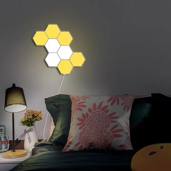 Barevné Měnící Kvantové Světla LED Dotykový Senzor RGB Noční Světlo Hexagon Noční Lampy DIY Magnetické Nástěnné Lampy pro Domácí Dekoraci
