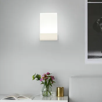 Jednoduchý styl Vnitřní LED Nástěnné svítidlo Akrylové Stínítko Ložnice Obývací pokoj Chodba Dekorace noční Svícnu Nástěnné Svítidlo 110V 220V