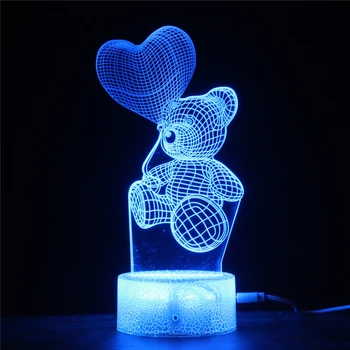 LED 3D Noční Světlo Čistá Láska Balón Nést 7 Změna Barvy Lampa Dotykový a Dálkový Romantické Dárky pro Milovníky A Páry GETSINCRACK