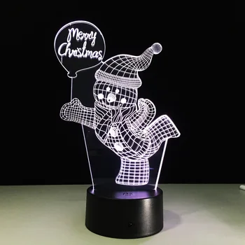 Sněhulák Lampa 3D Vizuální Led Noční Světlo dítě, Dítě Doprava Zdarma 3D LED Iluze Stolní Lampa Hologram Veselé Vánoční Výzdoba Dárek