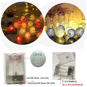 0.8/1.5 M Bavlna Koule LED String Dovolenou, Vánoce Strany Ložnice Víla Světla, Dekorace, Světla, Baterie Girlanda Bavlna Míč Světlo