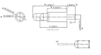 100ks odpružené Pogo Pin Konektor Barel o Průměru 2,0 mm Otvory PCB Výška 9.0 mm Vertikální
