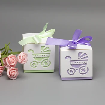 10ks Mini baby košík Cukroví Boxy Čokoláda Box pro Dítě Sprcha Dárek, Box, Narozeniny, Svatební Party Laskavost Box Baby dárky k narozeninám