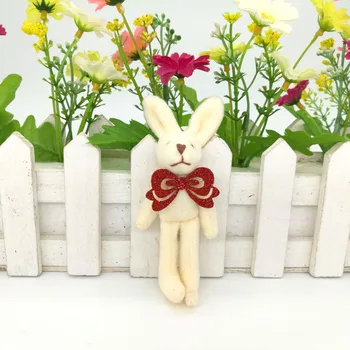 10pcs/lot 10 cm plyšový králíček s srdce přívěsek panenka, kytice materiál, dárek Velikonoční plněné králík plyšový zajíček přívěsek
