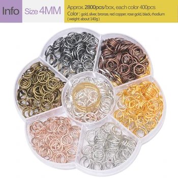 1box Nálezy Šperky Sada Nářadí Slitiny Otevřené Skok Kroužky Pro DIY Výrobu Šperků 3mm 4mm 5mm 6mnm 7mm 8mm 10mm