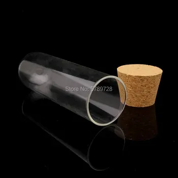 1ks 40x150mm transparentní kulaté dno skleněné zkumavky s korkovou zátkou s Plochou úst zesílené skleněné trubice, vybavení pro výuku