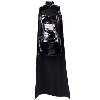 2017 Dospělé Ženy, Mokrý Vzhled Faux Kožené PVC Sci-Fi Velitel Kostým Star Wars Cosplay Maškarní Šaty, S-2XL