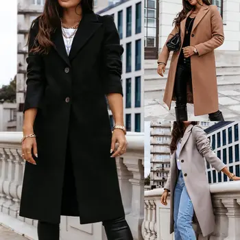 2020 Hot Prodej Podzimní A Zimní Dámské Plus Velikosti Nové Vlněné Kabát Mid-length Volné Tlustý Kabát Korean Módní Solidní Kabát