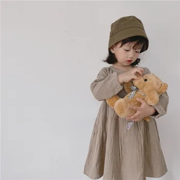 2020 Nové Podzimní Děti je Japonské Šaty korejské Dívky Bavlny a Lnu Dlouhý Rukáv Baby Šaty