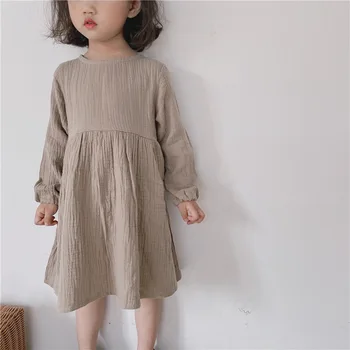 2020 Nové Podzimní Děti je Japonské Šaty korejské Dívky Bavlny a Lnu Dlouhý Rukáv Baby Šaty