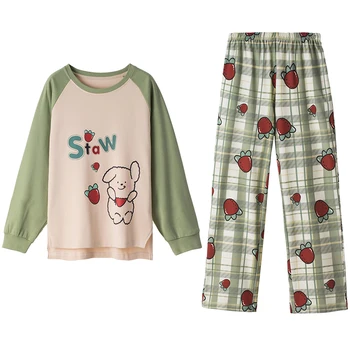2020 Nové Zimní Ženy Bavlněné Pyžamo s Dlouhým Rukávem, Kalhoty, Domácí Oblečení Roztomilé Dívky Ležérní Podzim Pyžamo Roztomilý pijama pyžamo 3XL