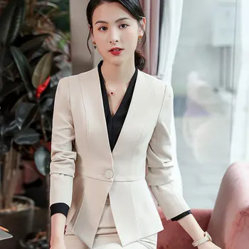 2020 nový high-kvalitní profesionální sukně oblek ženské Ležérní slim dlouhý rukáv dámské sako Office rozhovor oblečení