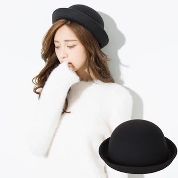 2020 plstěných klobouků černý Top hat Lady Vysoce Kvalitní Velkoobchodní Derby Vlny Móda Dívka Chlapec Zimní klobouk ženy čepice roztomilý jednoduchý
