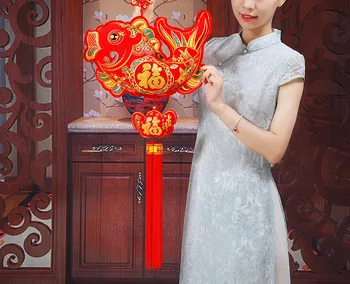 2020 Čínský Uzel Přívěsek Obývací Pokoj Fu Ryby Visící Části Nový Rok Dekorace Flaušové Flitry Požehnání, Štěstí, Ryby