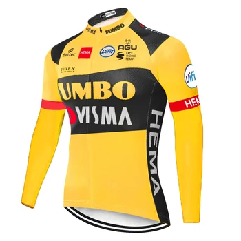 2021 jersey cyklistika Jumbo Visma ropa ciclismo verano hombre Dlouhý rukáv cyklistické oblečení Nosit letní jarní cyklistické jersey muži