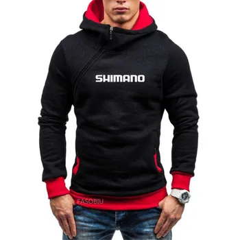 2021 Shimano Oblečení Pánské Venkovní Zahuštěný s Kapucí Teplé Rybářské Bundy Sportovní Jízdu Diagonální Zip, Větruodolná Bunda Rybaření