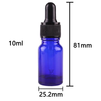 24ks 10ml Prázdná Modrá Skleněná Láhev Kapátkem s Pipptte pro esenciální oleje aromaterapie tekuté