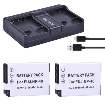 2ks 3.7 V, 1010mAh NP-48 NP48 NP 48 Baterie + USB Duální Nabíječka pro Fujifilm NP-48, FNP48, BC-48 Fujifilm XQ1, XQ2 Digitální Fotoaparáty