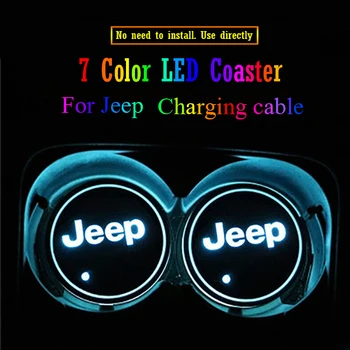 2ks Módní Auto Logo Zářící Světla LED Nápoj Dráha Anti Slip Pro Jeep Cherokee Wrangler Renegade cherokee xj Auto Příslušenství