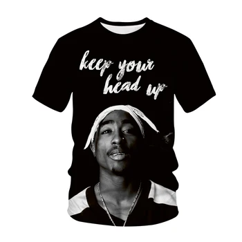 2Pac T-shirt Rapper Hvězdičkový Tupac 3D Tisk Streetwear Muži Ženy Ležérní O-Neck T Shirt, Rap, Zpěvák, Hip Hop Tričko Topy Oblečení