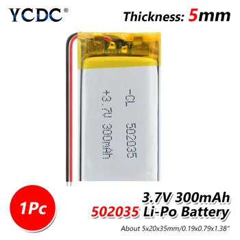 3.7 V Napájení lithium-polymer baterie 502035 052035 300MAH baterie Buněk Pro MP3 MP4 MP5 Dobíjecí baterie bluetooth headsetu