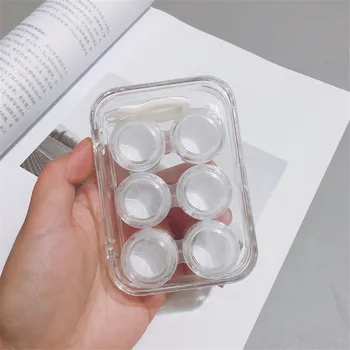 3 páry dvojitých krabic kontaktní čočky případě transparentní Jednoduché krásy pouzdro na čočky kontaktní čočky úložný box dárek