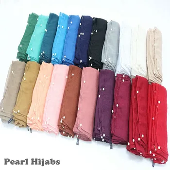 30 barva pearl prostý hidžáb šátek solidní muslimské čelenka měkké volie šátky šály perly oulard korálek tlumiče encharpe