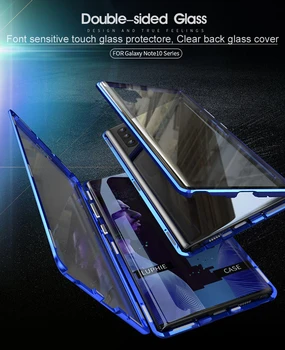 360 Plné Tělo Pouzdro Pro Samsung Poznámka 20 20Ultra Poznámka 10 Plus Magnetická Aluminum Metal Shell Plné Skleněný Kryt