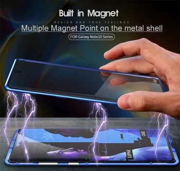 360 Plné Tělo Pouzdro Pro Samsung Poznámka 20 20Ultra Poznámka 10 Plus Magnetická Aluminum Metal Shell Plné Skleněný Kryt