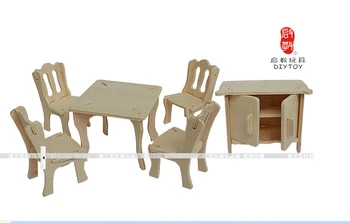 3D Doll House MINI DIY woorden puzzle skládačka nábytek, židle, skříně tabulky, Vzdělávací hračky