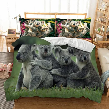 3D Koala Povlečení Sada Roztomilé Zvíře Peřinu povlak na Polštář s Oddělenými postelemi Queen King Size ložní prádlo 3ks domácí textil