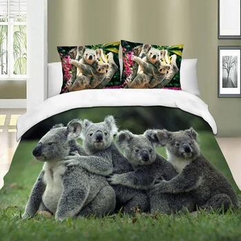 3D Koala Povlečení Sada Roztomilé Zvíře Peřinu povlak na Polštář s Oddělenými postelemi Queen King Size ložní prádlo 3ks domácí textil
