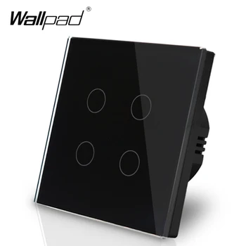 4 Gang Touch Wallpad Luxusní Dotek Křišťálové Sklo 4 Gang 1 Způsob, UK Standardní Bílý Dotykový Senzor Vypínač Panel