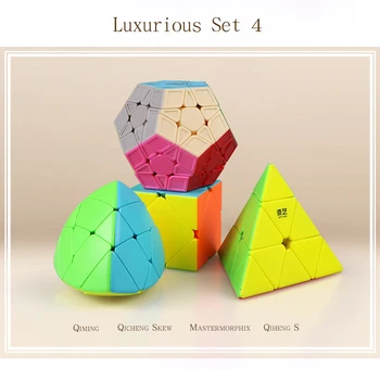 4ks/Set Qiyi Dárkové Balení Magic Cube Set 2x2x2 3x3x3 4x4x4 5x5x5 Trojúhelník Dvanáctistěn Mastermorphix IVY Rychlost Puzzle Dítě Hračky