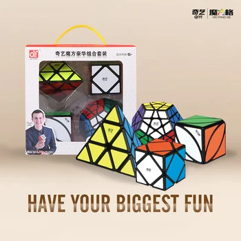 4ks/Set Qiyi Dárkové Balení Magic Cube Set 2x2x2 3x3x3 4x4x4 5x5x5 Trojúhelník Dvanáctistěn Mastermorphix IVY Rychlost Puzzle Dítě Hračky