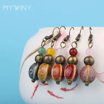 5 barev MYWINY Nové měděné korálky keramické náušnice ,módní vintage etnické náušnice