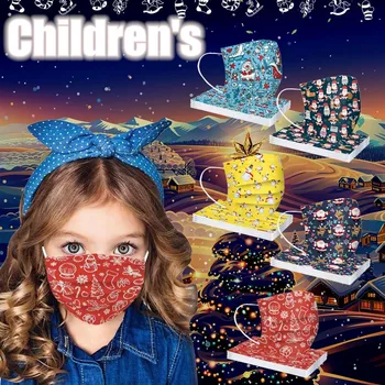 50ks Vánoční Maska dětská Vánoční 5 Druhů Smíšené Masku na Jedno použití Coverov 3Ply Ucho Smyčky Masku Módní Mascarillas