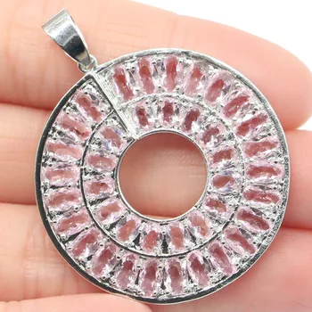 55x35mm Úžasná Velká Sada Šperků Vytvořené Růžové Kunzite Bílá CZ Pro Ženy je Seznamka Stříbrný Přívěsek Náušnice