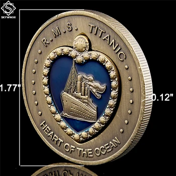 5KUSŮ Bronzové Mince Titanic Collection 1912 Titanic Srdce Oceánu Mince, Medaile Modrý Smalt Velká Loď