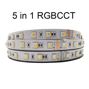 5M 4 v 1 RGBW 5 v 1 RGB+CCT LED pásek 5050 60leds/m CW+RGB+WW RGBW RGBWW flexibilní Led Pásky Světlo 12V 24V 12MM PCB