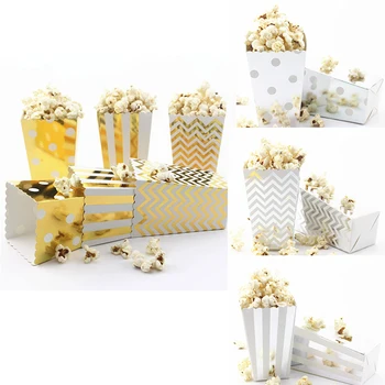 6KS Růžové Zlato Papír Popcorn Párty, Popcorn Boxy jsou Zlato a Stříbro, Pop Corn Sladkosti/Sanck Krabice Svatbu, Narozeninovou Film Party Nádobí