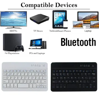 7/10palcový Mini Slim Bezdrátové Bluetooth Klávesnice Klávesnice pro Telefon, Tablet, Notebook