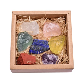 7 barva Sady crystal velké zrno syrové kámen sedmá Čakra Jóga Čakry Nepravidelné Reiki Léčení Krystaly, Kámen