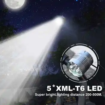 7000LM T6 LED Půjčovna kol Přední Světlo Super Světlé Kolo Světlo 5*XML MTB Světlomet na Koni, Cyklistika Světlomet + 18650 Baterie