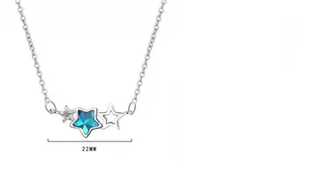 925 Sterling Silver Modrý Krystal Hvězda Kouzlo Náhrdelníky & Přívěsky Pro Ženy, Náhrdelník Collares Mujer Vánoční Dárek dz709