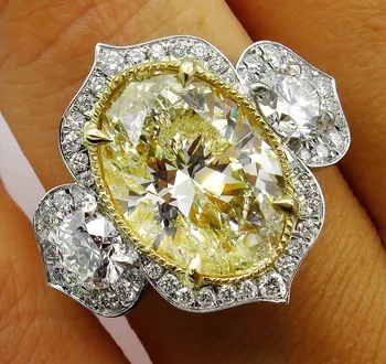 925 Sterling Silver žlutá Vejce oválný tvar vintage retro zásnubní Prsten pro ženy prsty Ženské party dárek šperky R5029