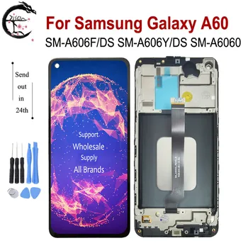 AMOLED A606 Displej LCD S Rámečkem Pro SAMSUNG Galaxy A60 2019 LCD SM-A606F/DS A606Y LCD Displej Dotykový Senzor Digitizéru Shromáždění