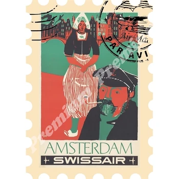Amsterdam suvenýr magnet ročník turistické plakát